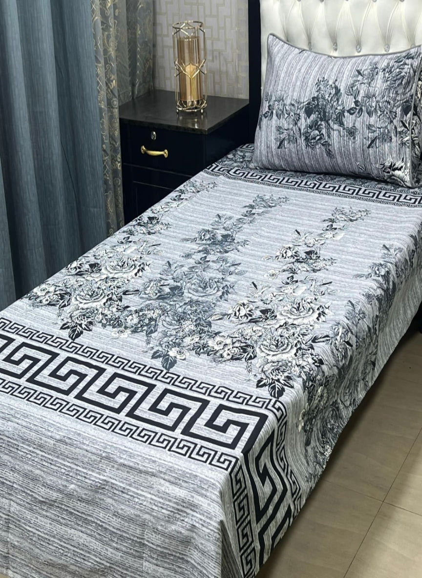 3D Crystal Cotton Single Pair Bedsheet Set – Lifetime Color Guarantee