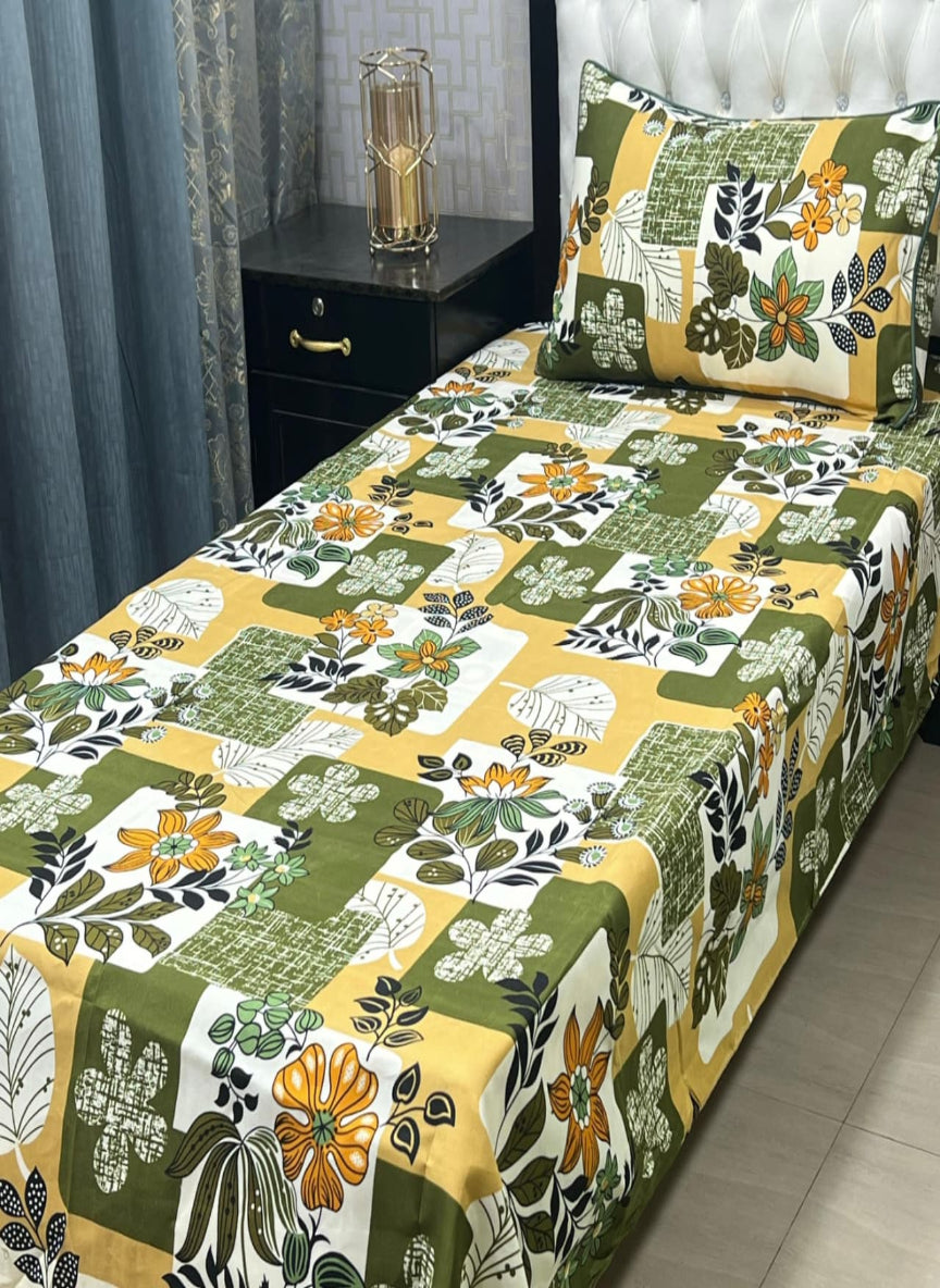 3D Crystal Cotton Single Pair Bedsheet Set – Lifetime Color Guarantee