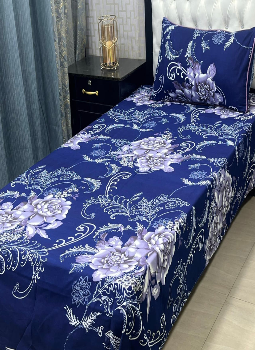 3D Crystal Cotton Single Pair Bedsheet Set – Lifetime Color Guarantee