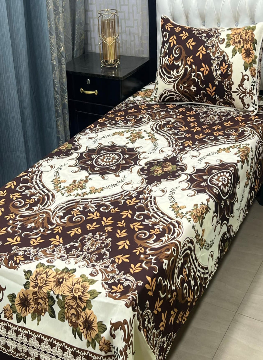 3D Crystal Cotton Single Pair Bedsheet Set – Lifetime Color Guarantee