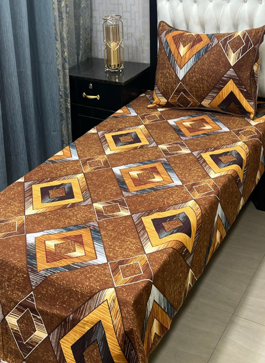 3D Crystal Cotton Single Pair Bedsheet Set – Lifetime Color Guarantee