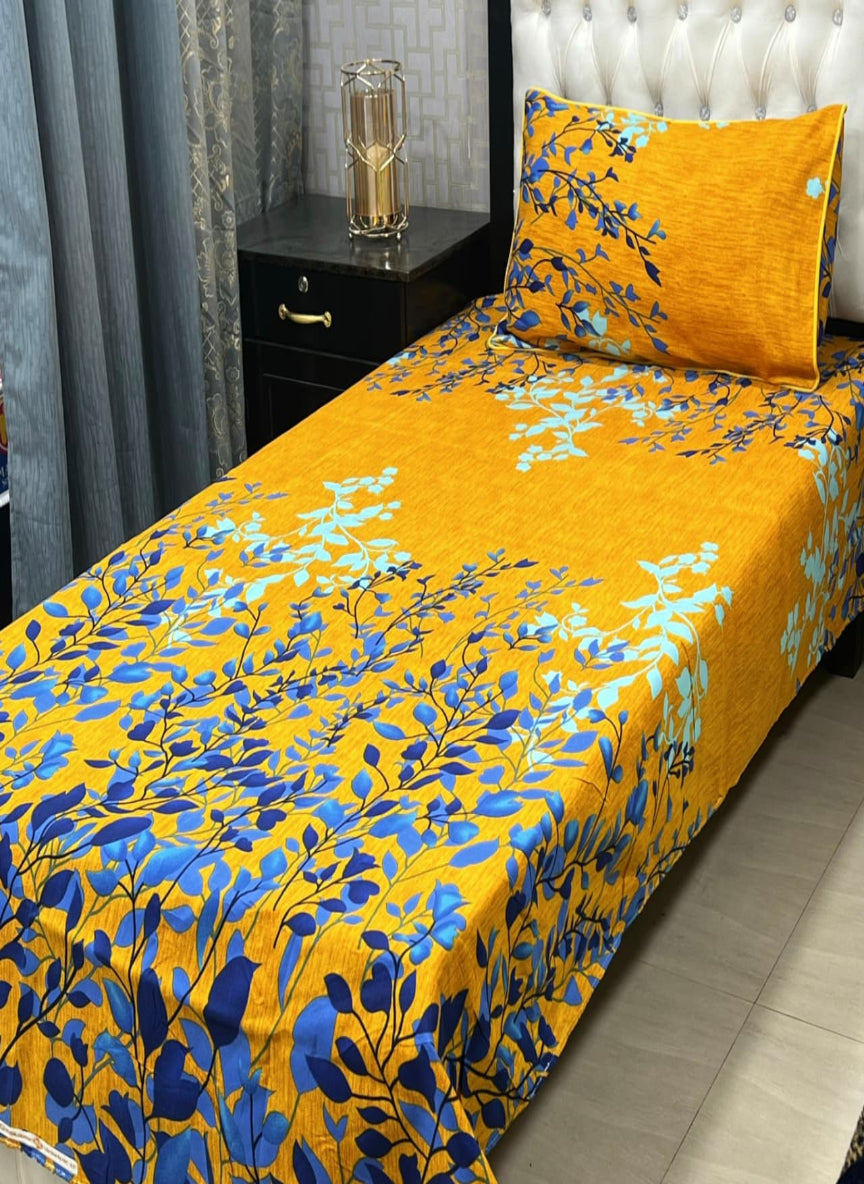 3D Crystal Cotton Single Pair Bedsheet Set – Lifetime Color Guarantee