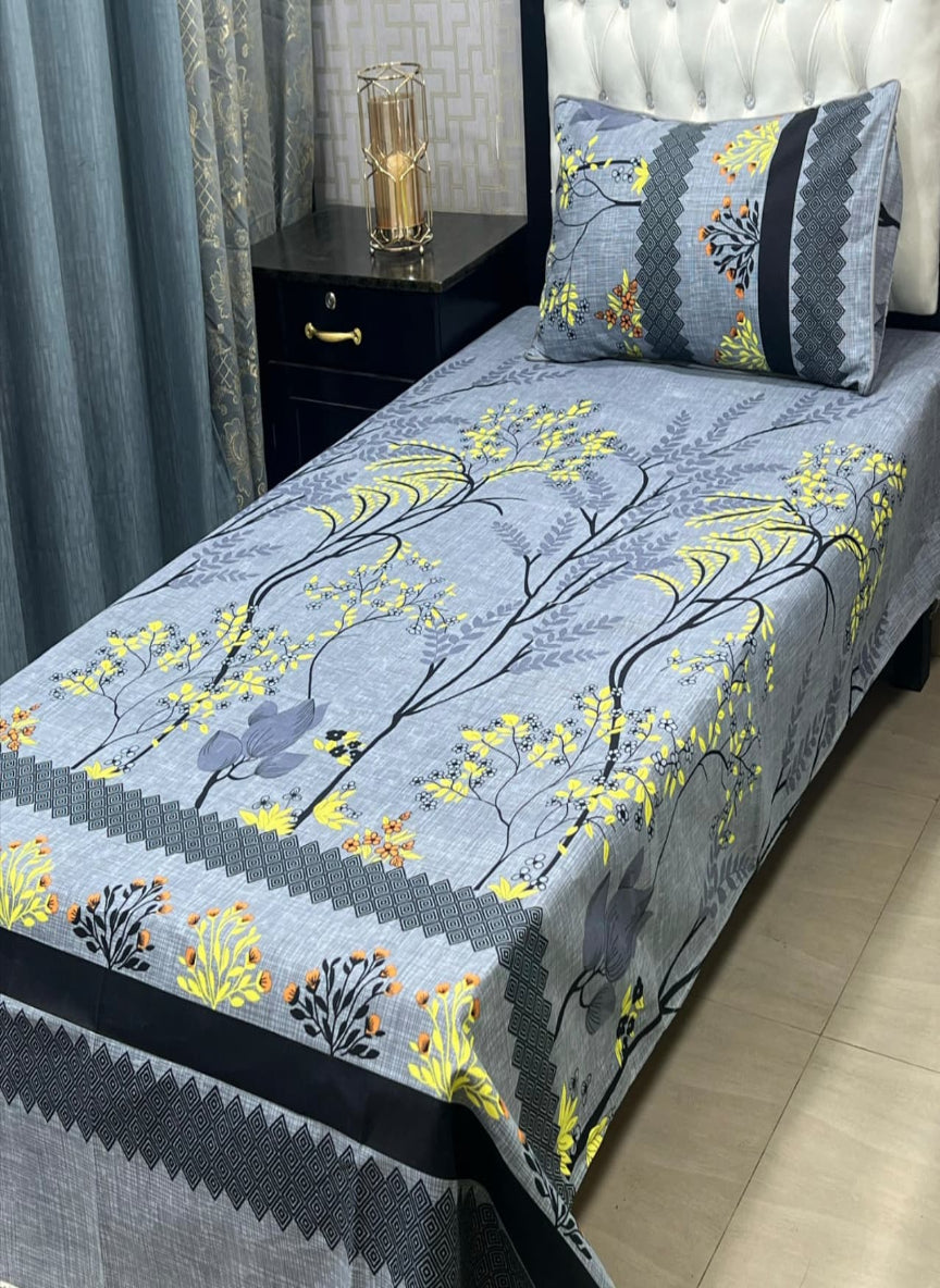 3D Crystal Cotton Single Pair Bedsheet Set – Lifetime Color Guarantee