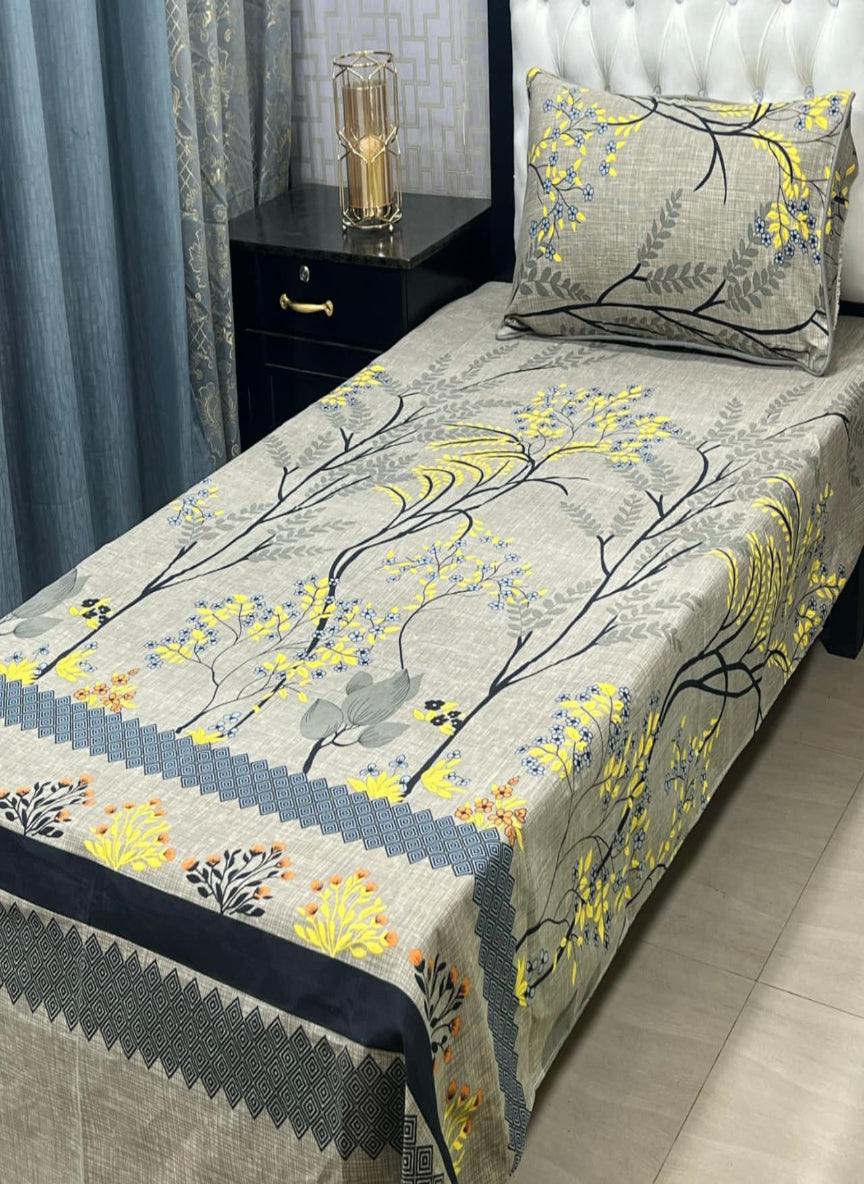 3D Crystal Cotton Single Pair Bedsheet Set – Lifetime Color Guarantee