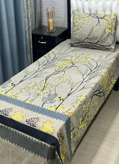 3D Crystal Cotton Single Pair Bedsheet Set – Lifetime Color Guarantee