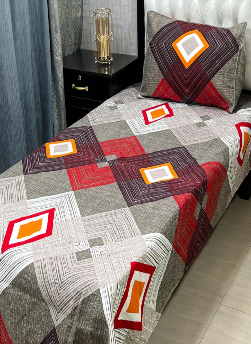 3D Crystal Cotton Single Pair Bedsheet Set – Lifetime Color Guarantee