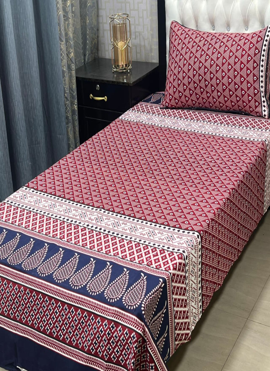 3D Crystal Cotton Single Pair Bedsheet Set – Lifetime Color Guarantee