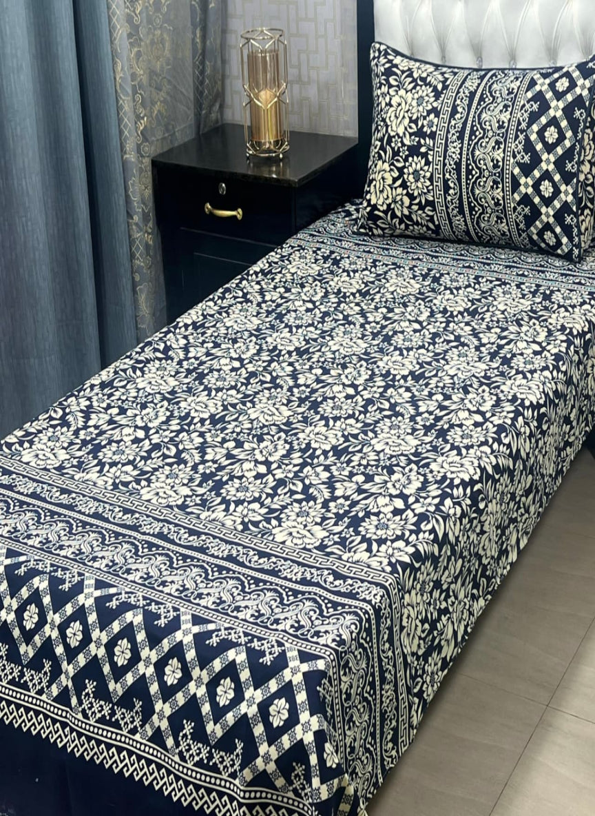 3D Crystal Cotton Single Pair Bedsheet Set – Lifetime Color Guarantee