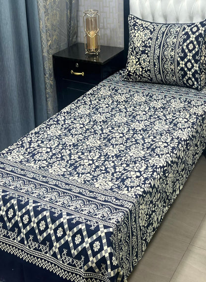3D Crystal Cotton Single Pair Bedsheet Set – Lifetime Color Guarantee