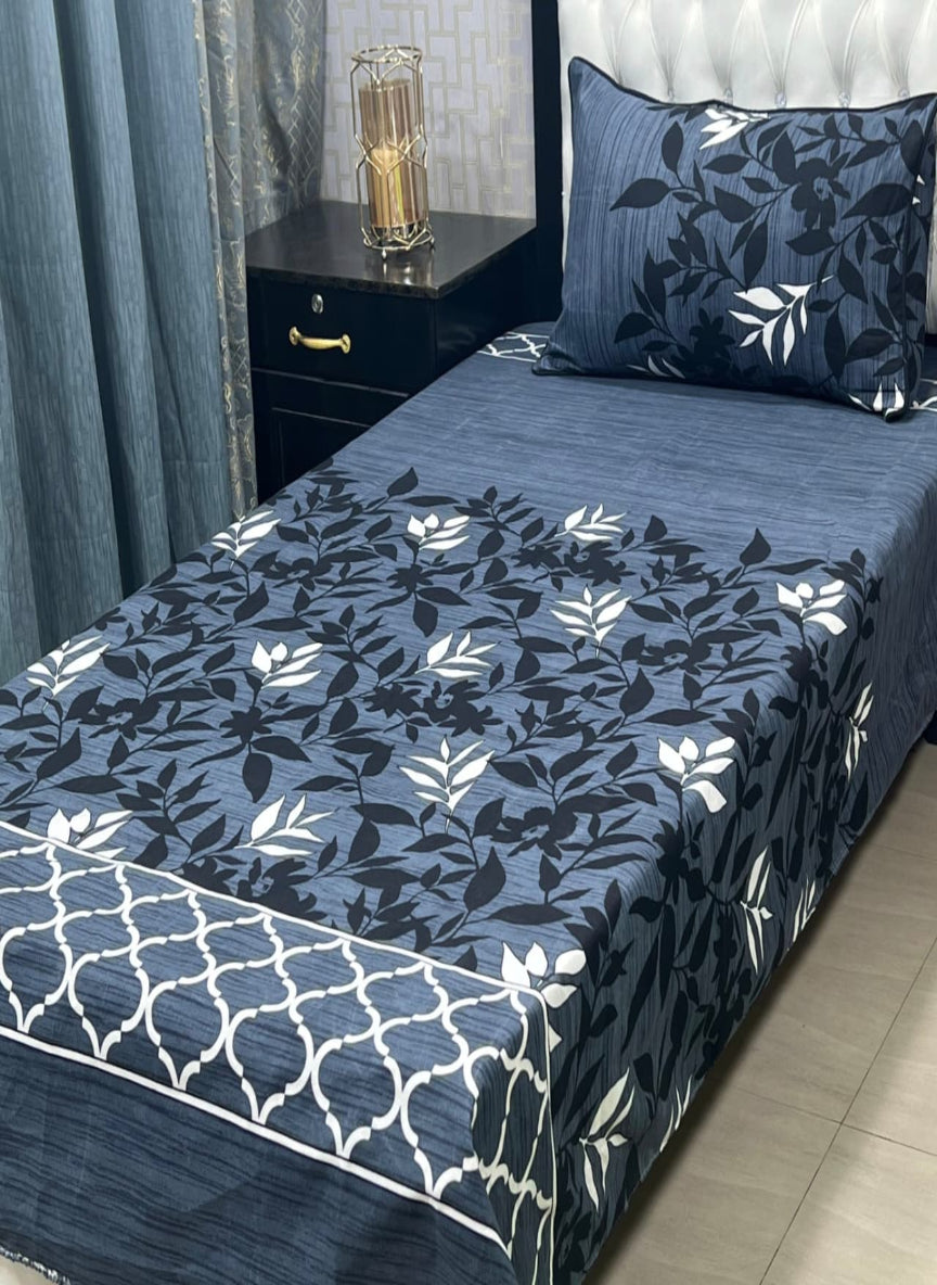 3D Crystal Cotton Single Pair Bedsheet Set – Lifetime Color Guarantee