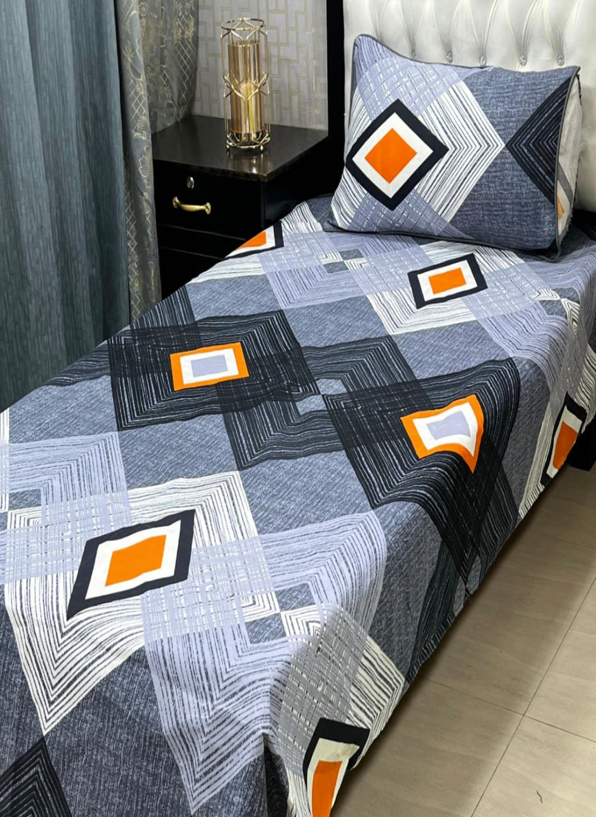 3D Crystal Cotton Single Pair Bedsheet Set – Lifetime Color Guarantee