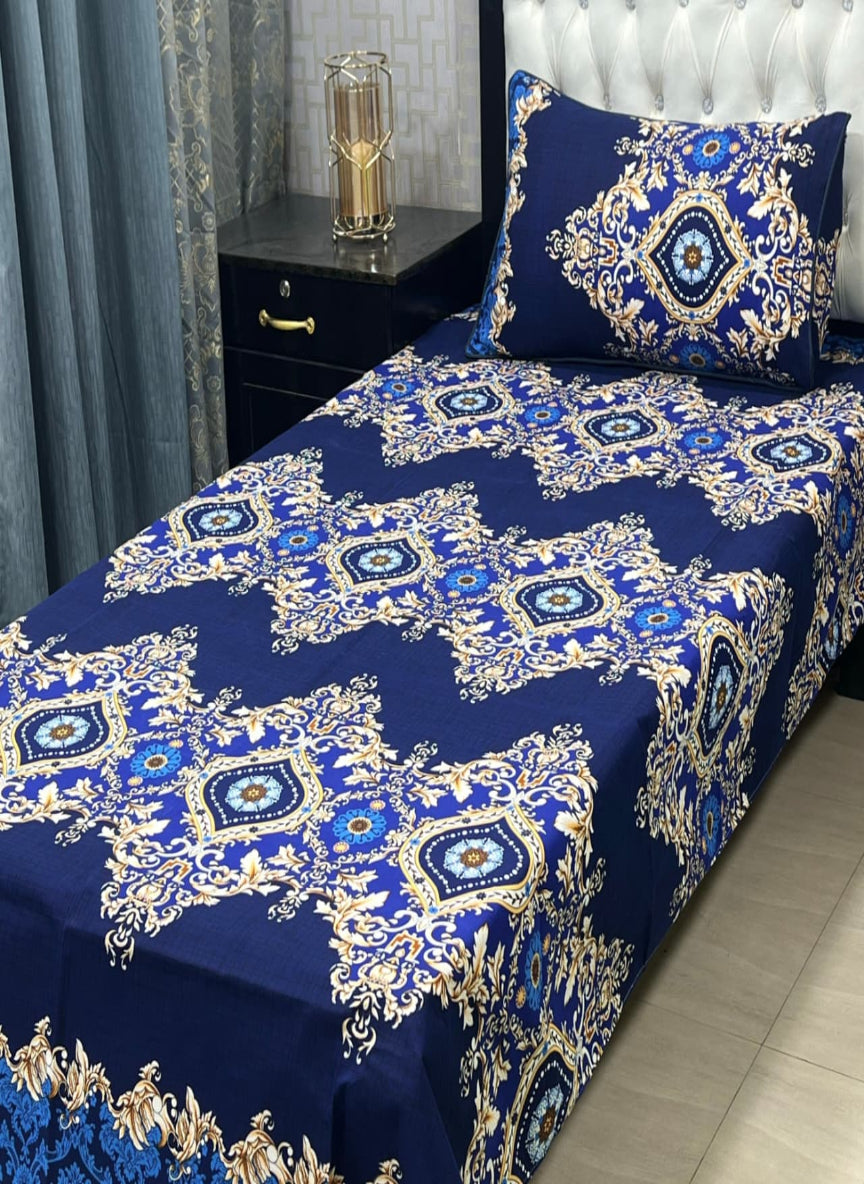 3D Crystal Cotton Single Pair Bedsheet Set – Lifetime Color Guarantee