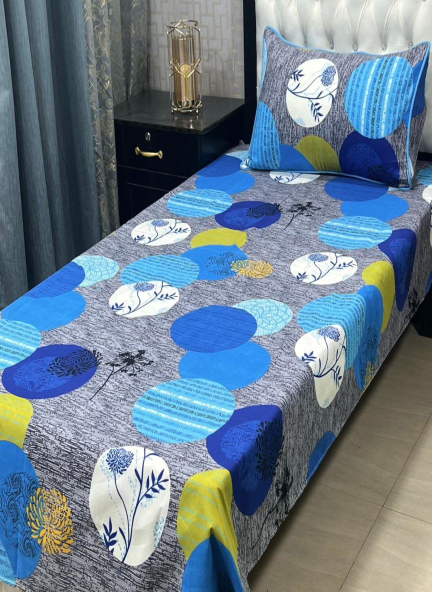 3D Crystal Cotton Single Pair Bedsheet Set – Lifetime Color Guarantee