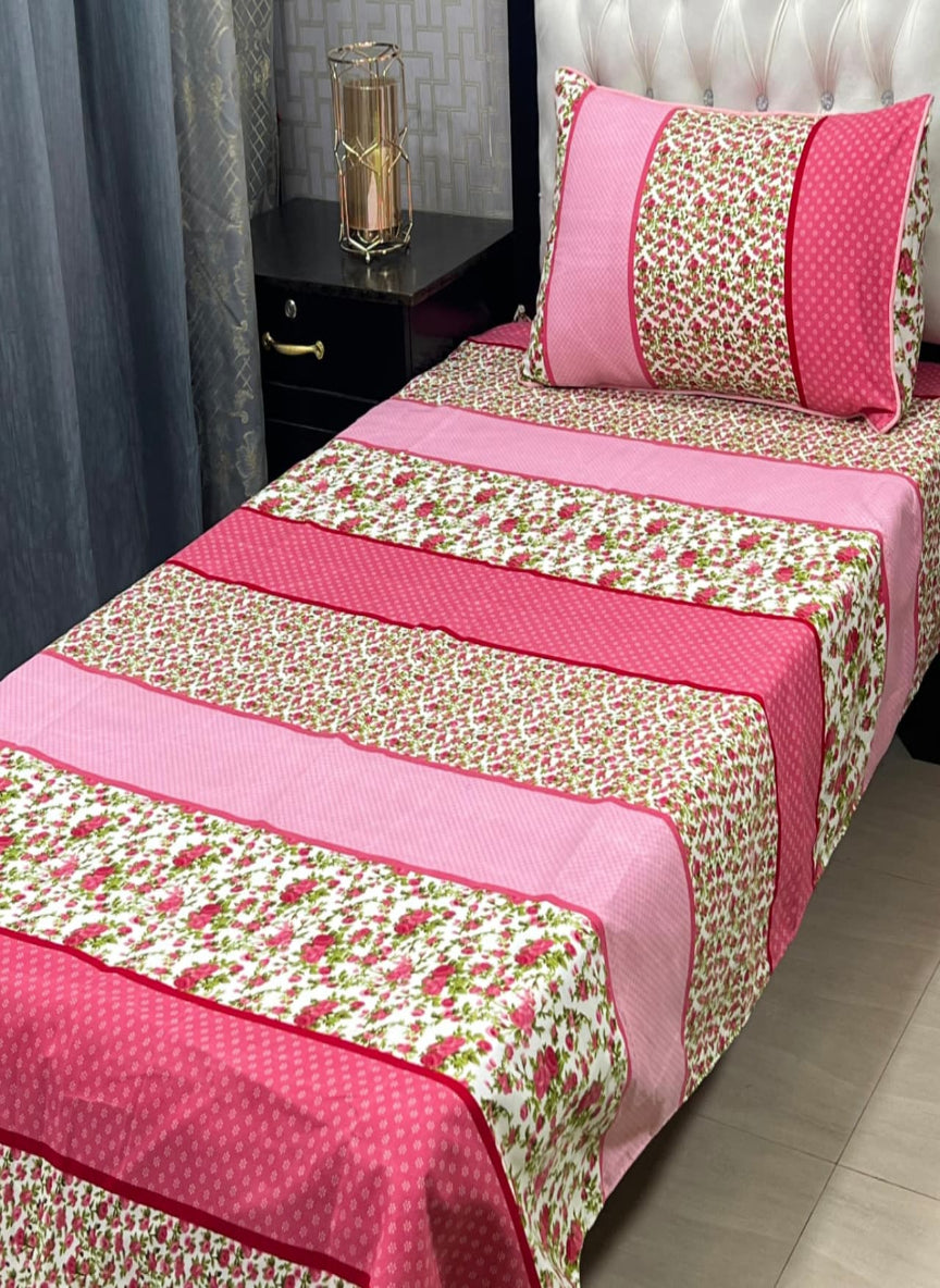 3D Crystal Cotton Single Pair Bedsheet Set – Lifetime Color Guarantee