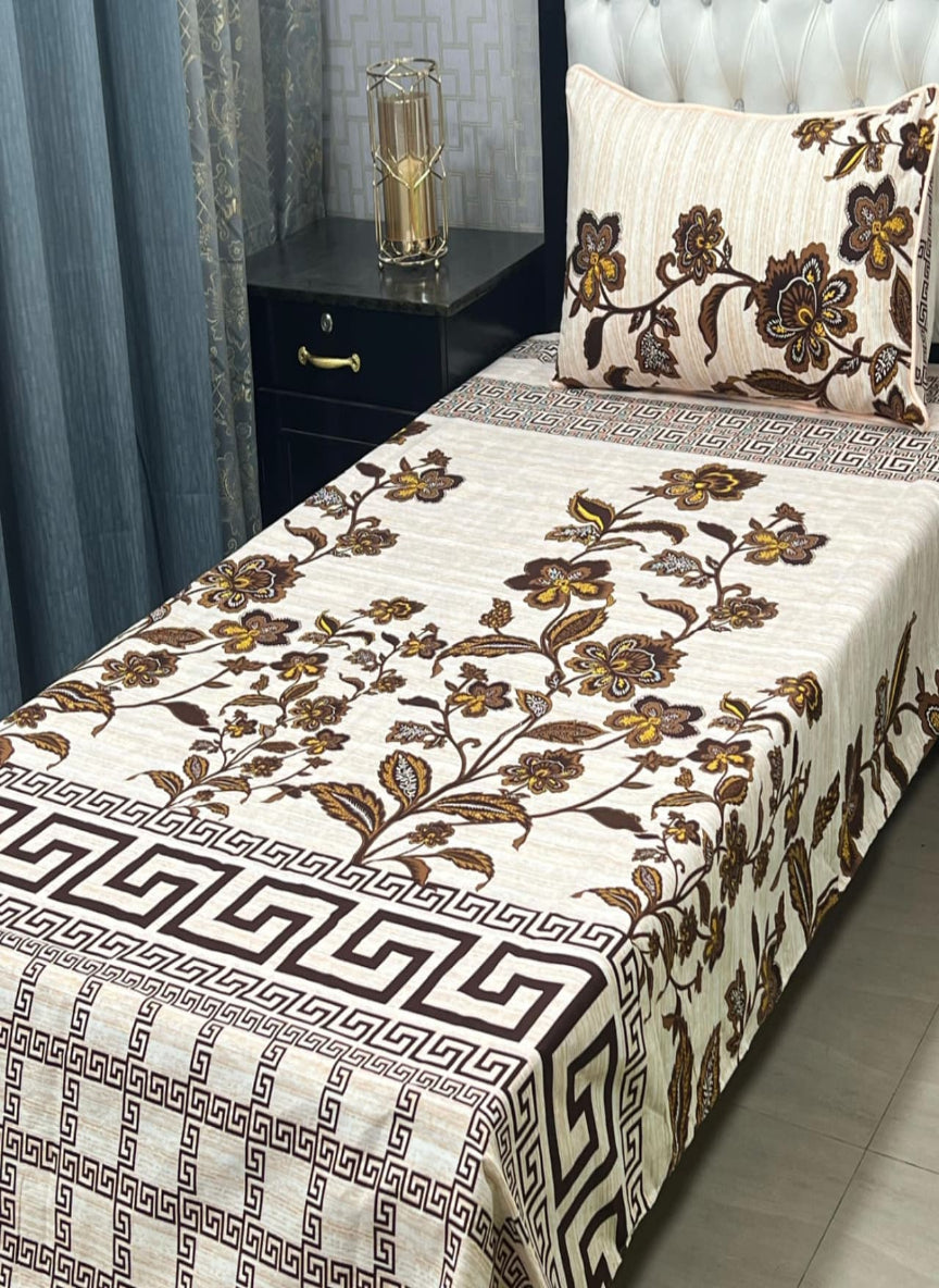 3D Crystal Cotton Single Pair Bedsheet Set – Lifetime Color Guarantee