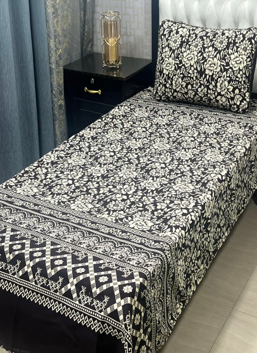 3D Crystal Cotton Single Pair Bedsheet Set – Lifetime Color Guarantee