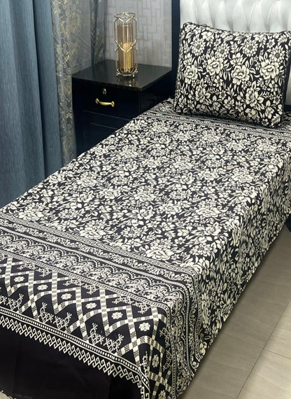 3D Crystal Cotton Single Pair Bedsheet Set – Lifetime Color Guarantee
