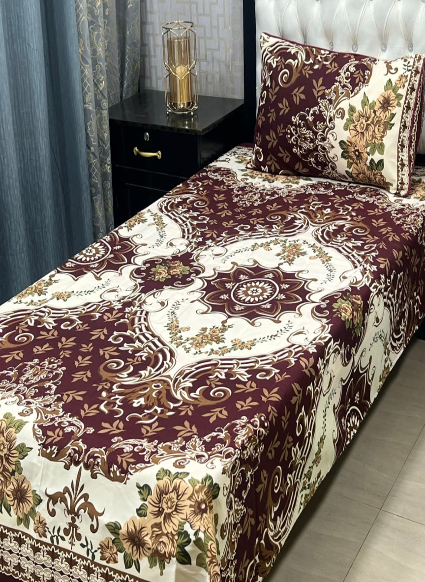 3D Crystal Cotton Single Pair Bedsheet Set – Lifetime Color Guarantee