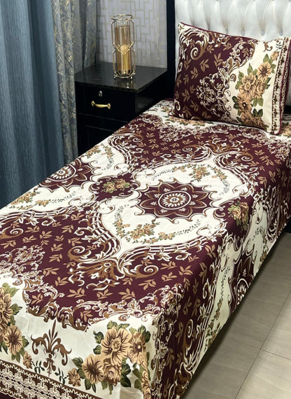 3D Crystal Cotton Single Pair Bedsheet Set – Lifetime Color Guarantee