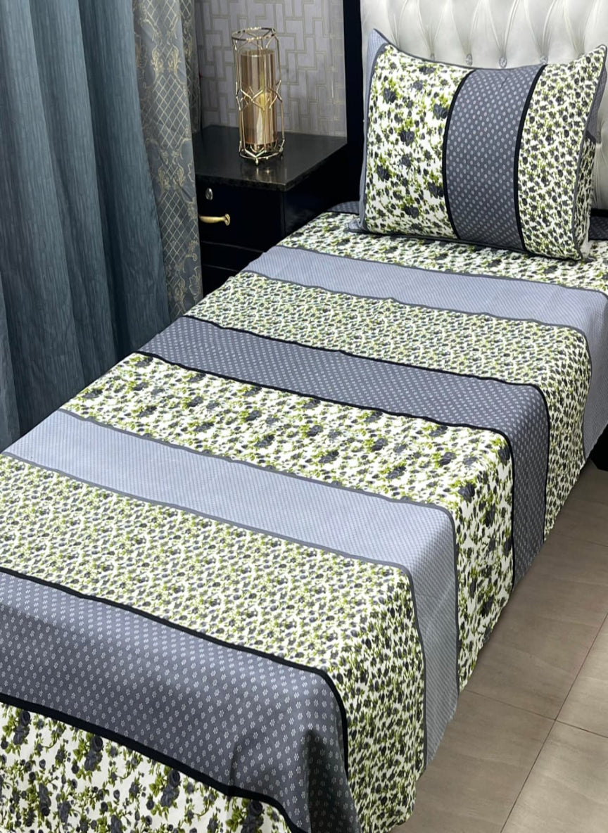 3D Crystal Cotton Single Pair Bedsheet Set – Lifetime Color Guarantee
