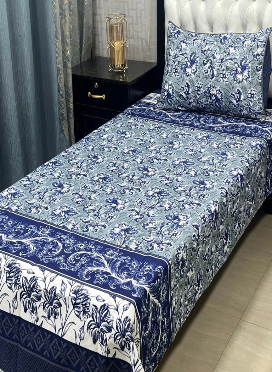 3D Crystal Cotton Single Pair Bedsheet Set – Lifetime Color Guarantee