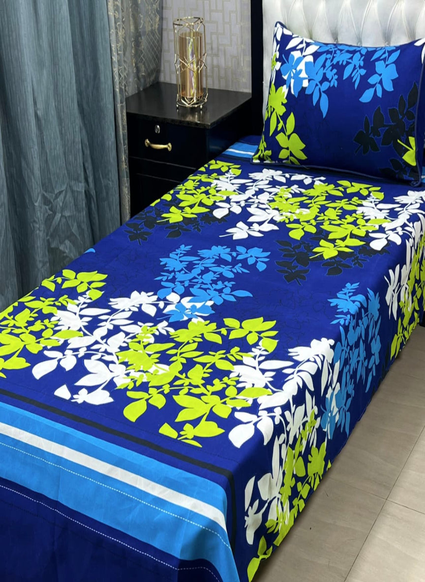 3D Crystal Cotton Single Pair Bedsheet Set – Lifetime Color Guarantee