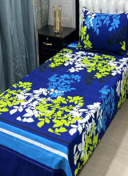 3D Crystal Cotton Single Pair Bedsheet Set – Lifetime Color Guarantee