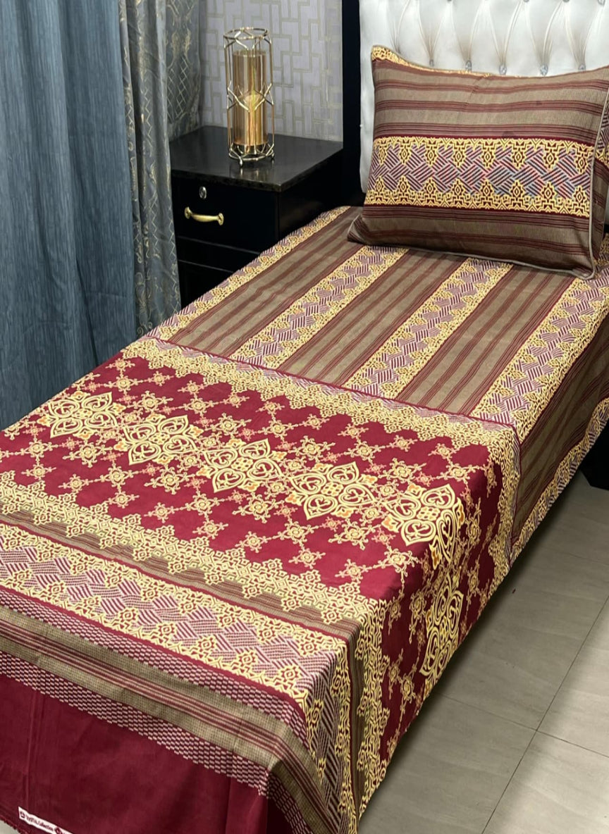 3D Crystal Cotton Single Pair Bedsheet Set – Lifetime Color Guarantee