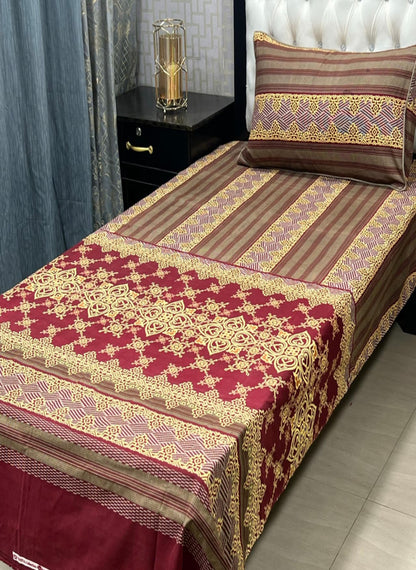 3D Crystal Cotton Single Pair Bedsheet Set – Lifetime Color Guarantee