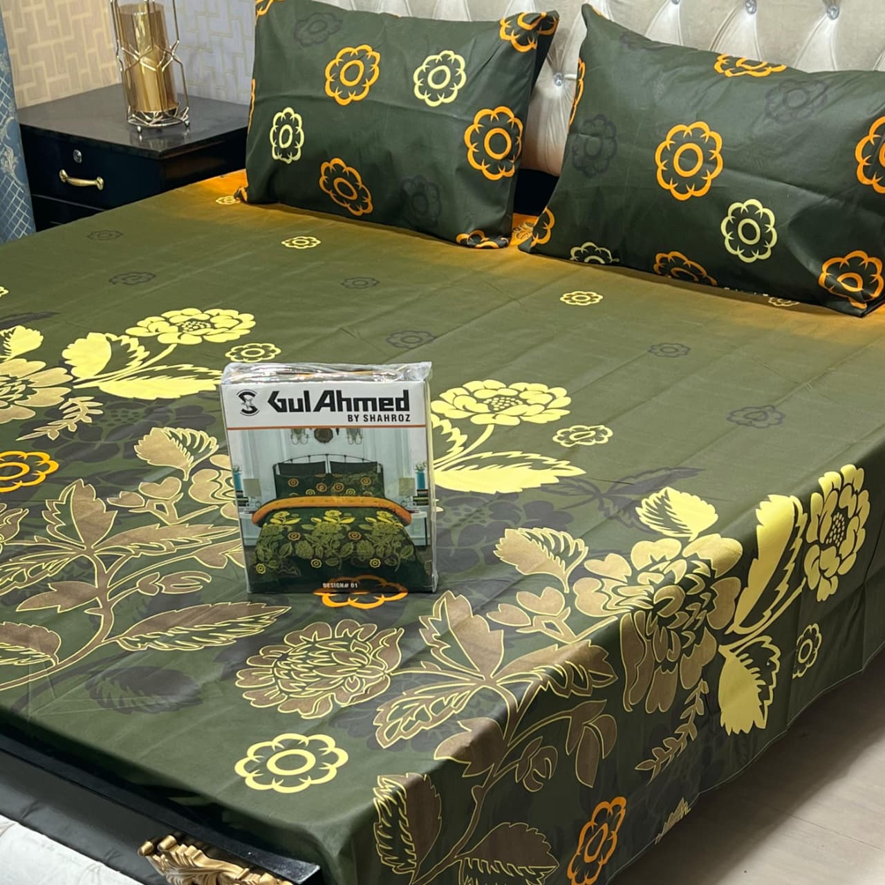 Gul Ahmad Gift Pack Bedsheet – 3-Piece Full Printed, King Size (Cotton Mix)