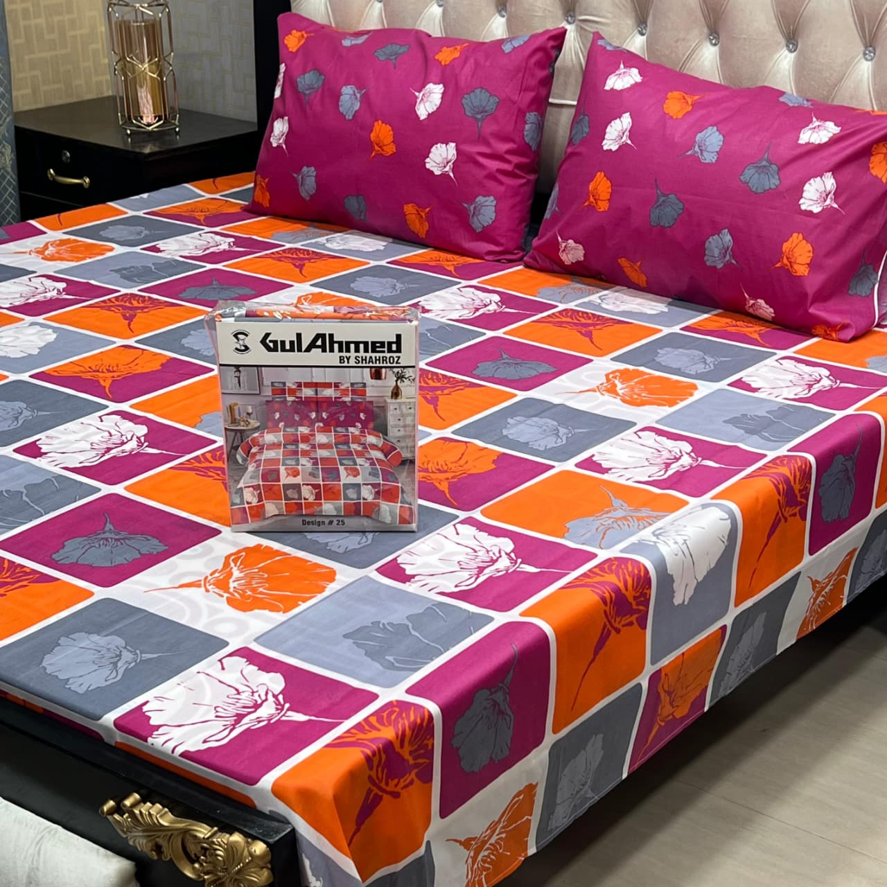 Gul Ahmad Gift Pack Bedsheet – 3-Piece Full Printed, King Size (Cotton Mix)
