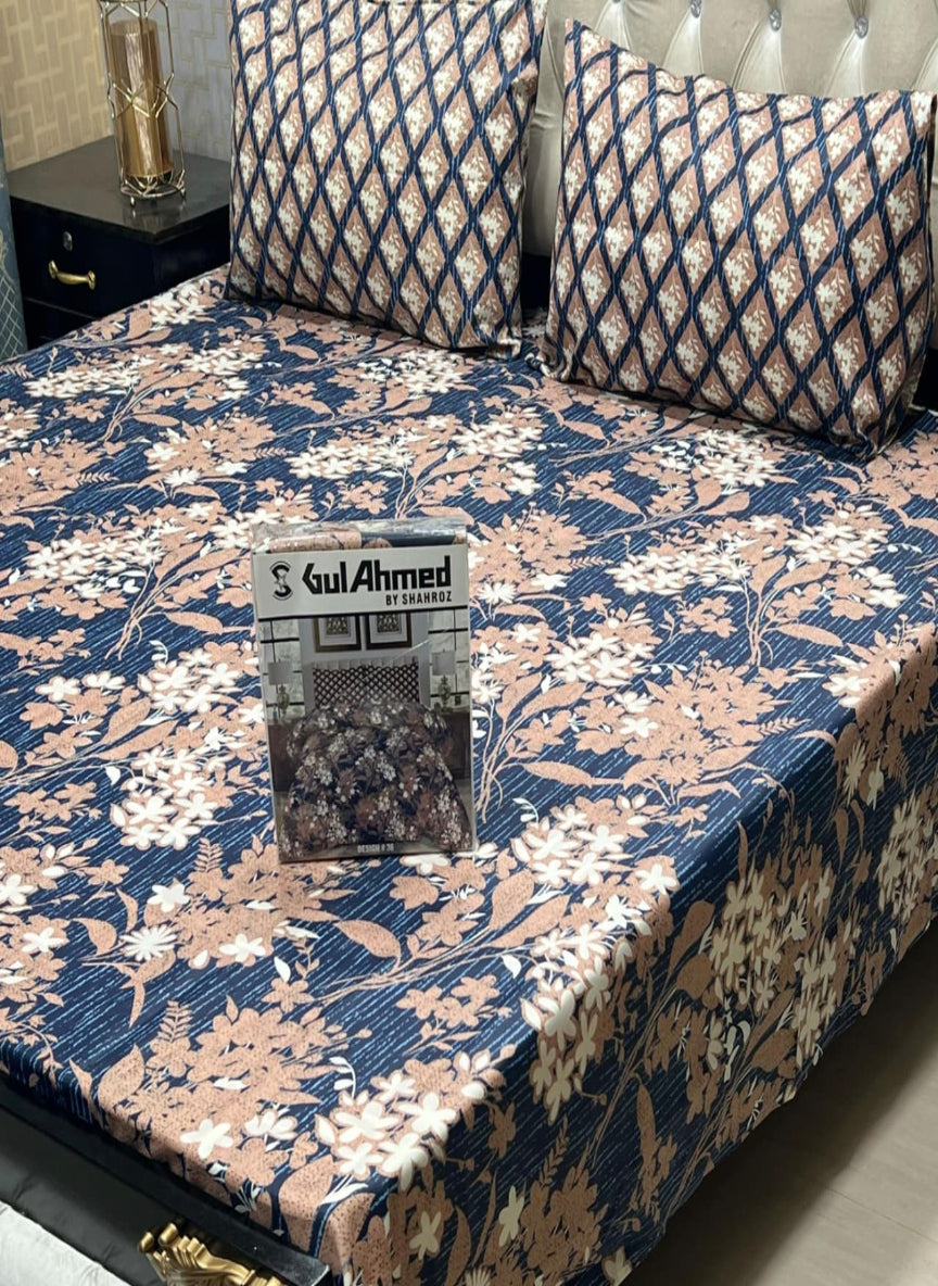 Gul Ahmad Gift Pack Bedsheet – 3-Piece Full Printed, King Size (Cotton Mix)