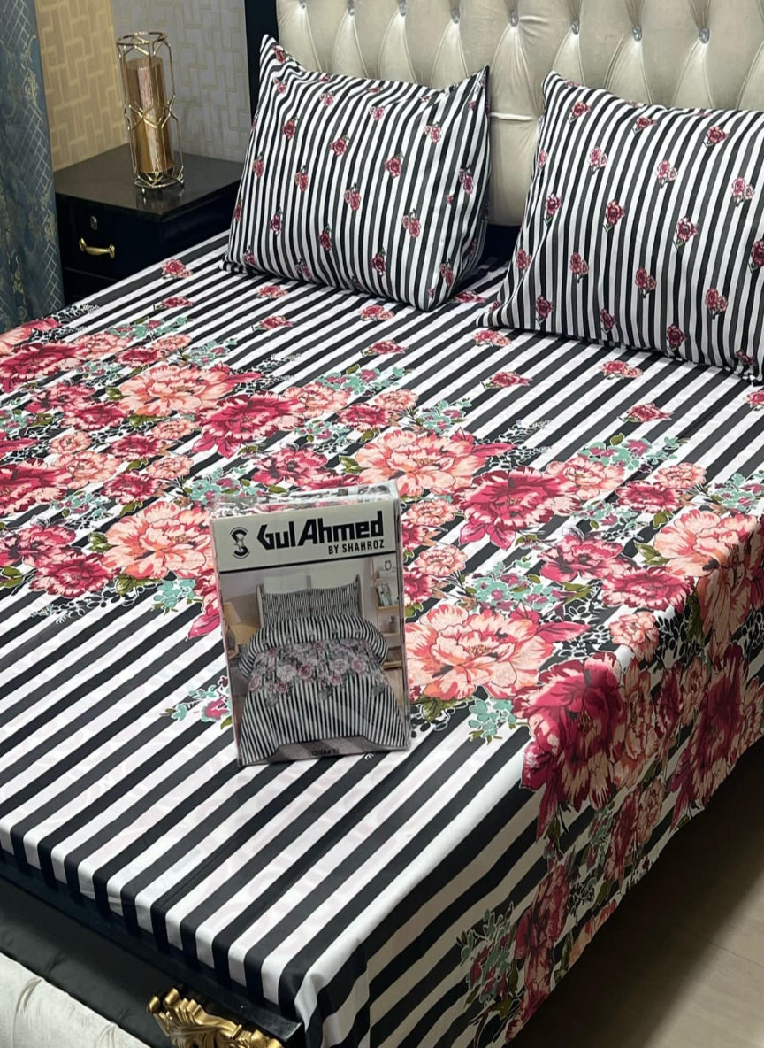 Gul Ahmad Gift Pack Bedsheet – 3-Piece Full Printed, King Size (Cotton Mix)