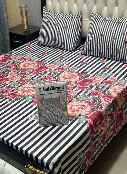 Gul Ahmad Gift Pack Bedsheet – 3-Piece Full Printed, King Size (Cotton Mix)