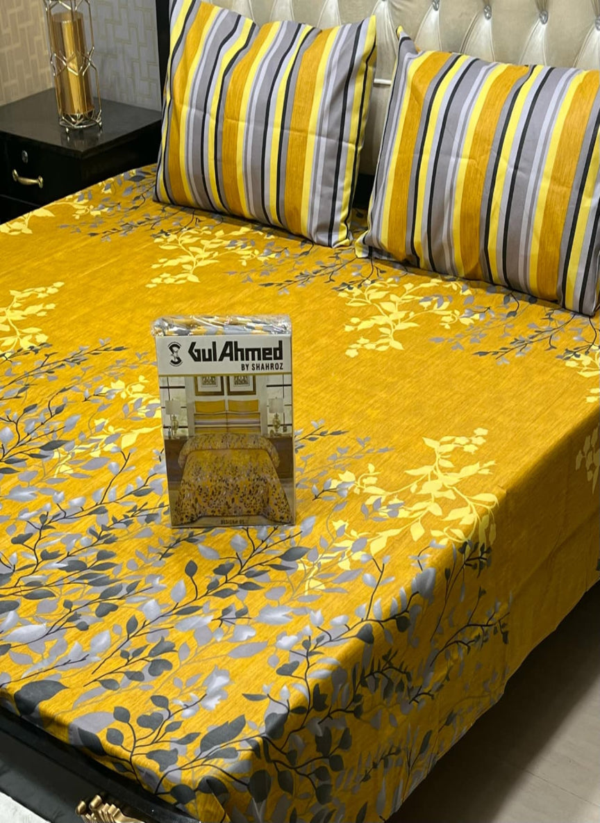 Gul Ahmad Gift Pack Bedsheet – 3-Piece Full Printed, King Size (Cotton Mix)