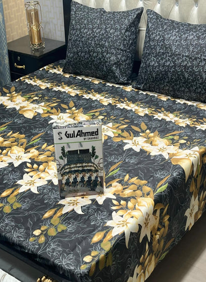 Gul Ahmad Gift Pack Bedsheet – 3-Piece Full Printed, King Size (Cotton Mix)