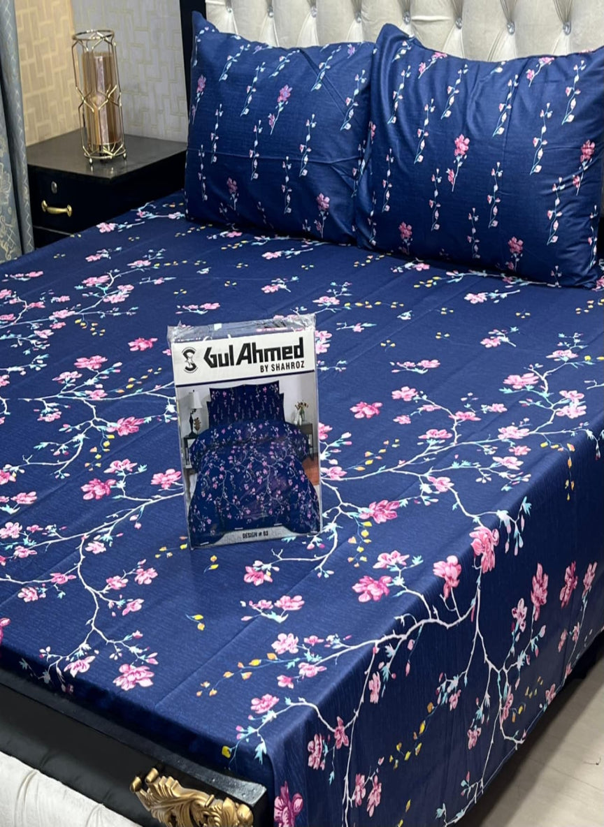 Gul Ahmad Gift Pack Bedsheet – 3-Piece Full Printed, King Size (Cotton Mix)