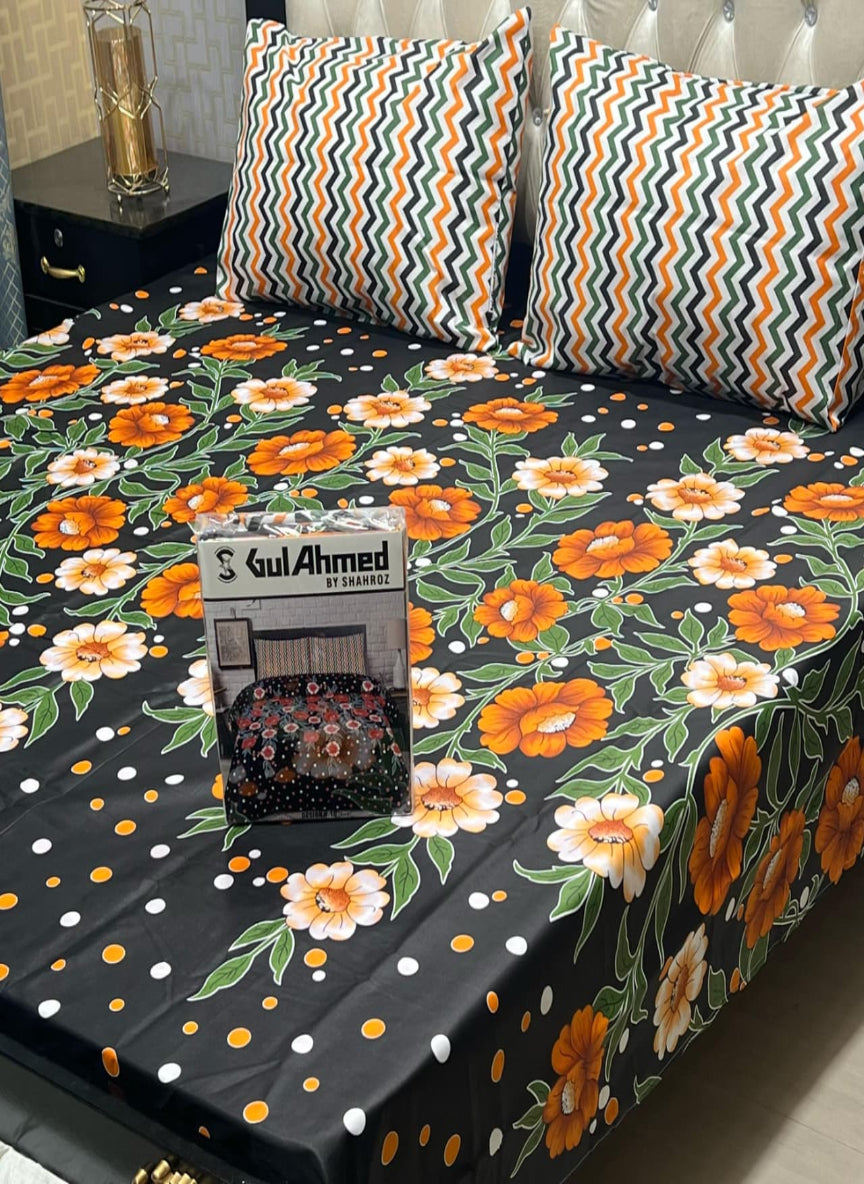 Gul Ahmad Gift Pack Bedsheet – 3-Piece Full Printed, King Size (Cotton Mix)