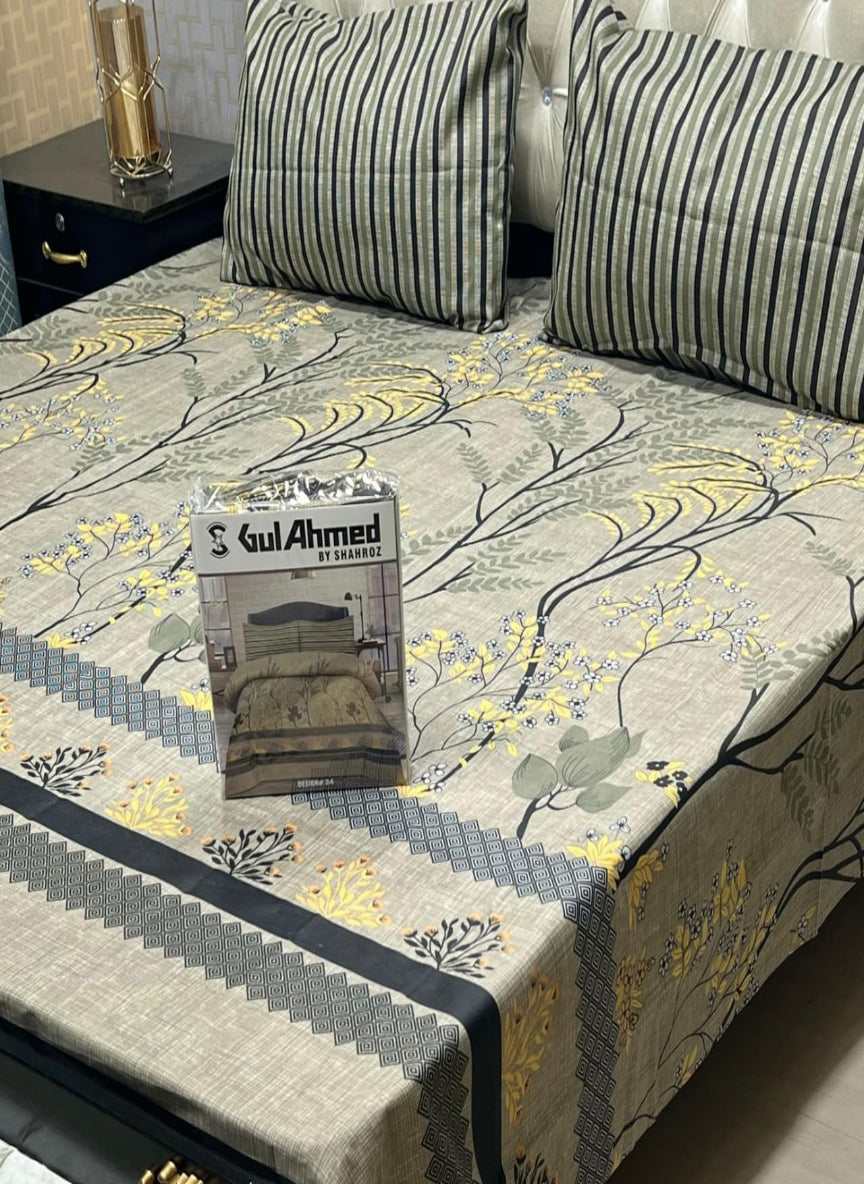 Gul Ahmad Gift Pack Bedsheet – 3-Piece Full Printed, King Size (Cotton Mix)