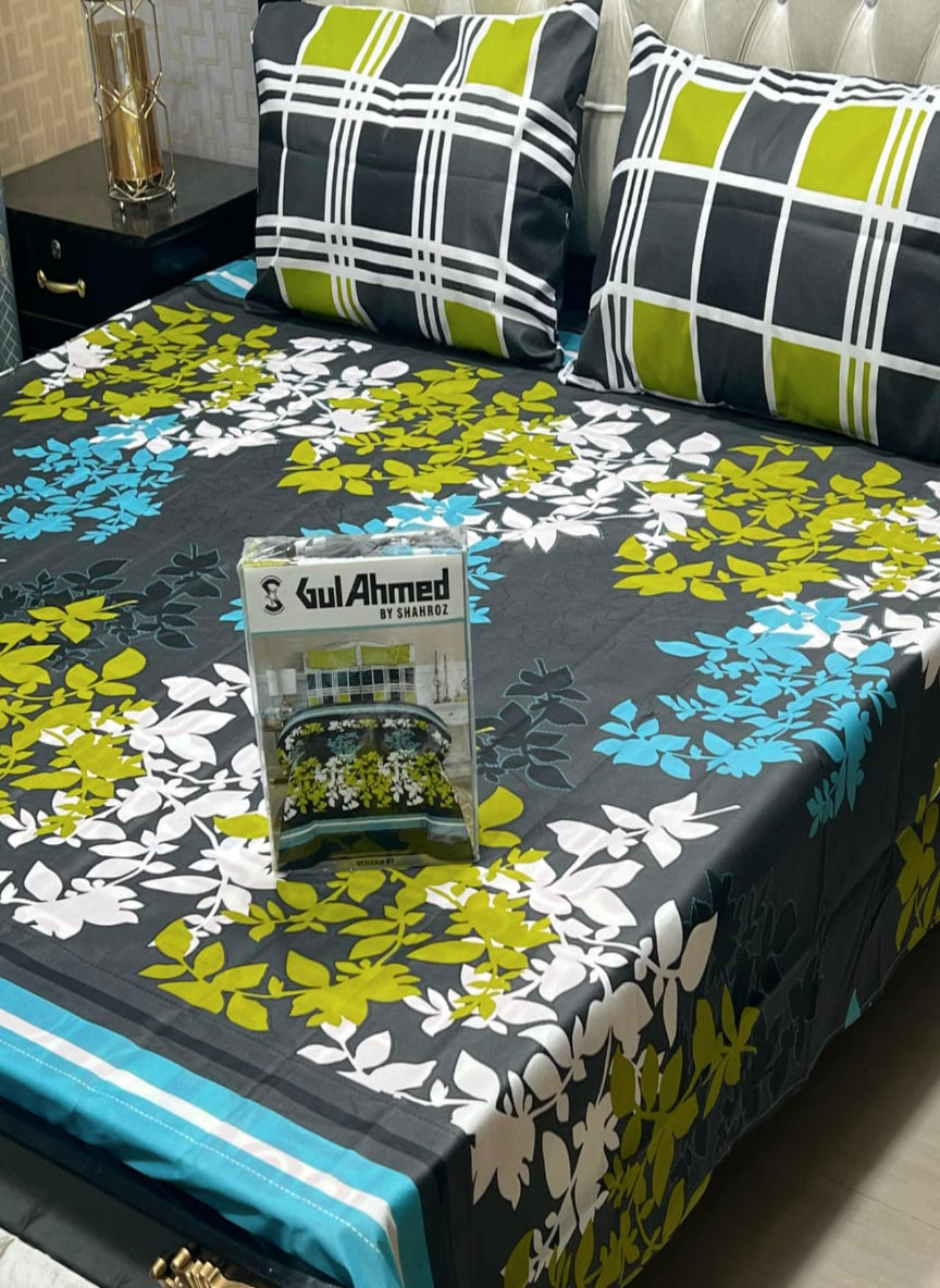 Gul Ahmad Gift Pack Bedsheet – 3-Piece Full Printed, King Size (Cotton Mix)