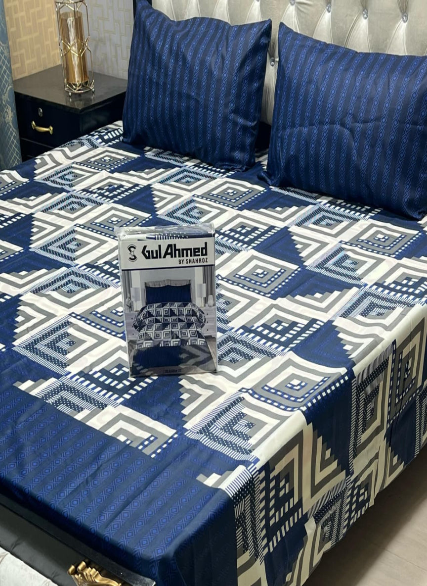 Gul Ahmad Gift Pack Bedsheet – 3-Piece Full Printed, King Size (Cotton Mix)