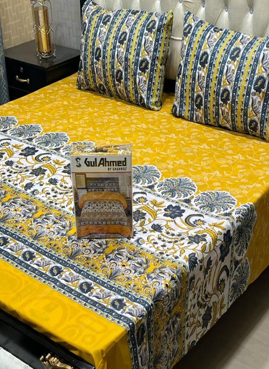 Gul Ahmad Gift Pack Bedsheet – 3-Piece Full Printed, King Size (Cotton Mix)