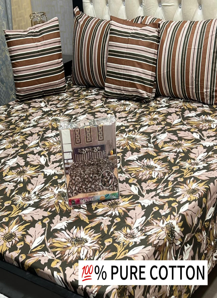 Pure Cotton 5-Piece Bedsheet Set – Premium Quality, Guaranteed Color & Fabric