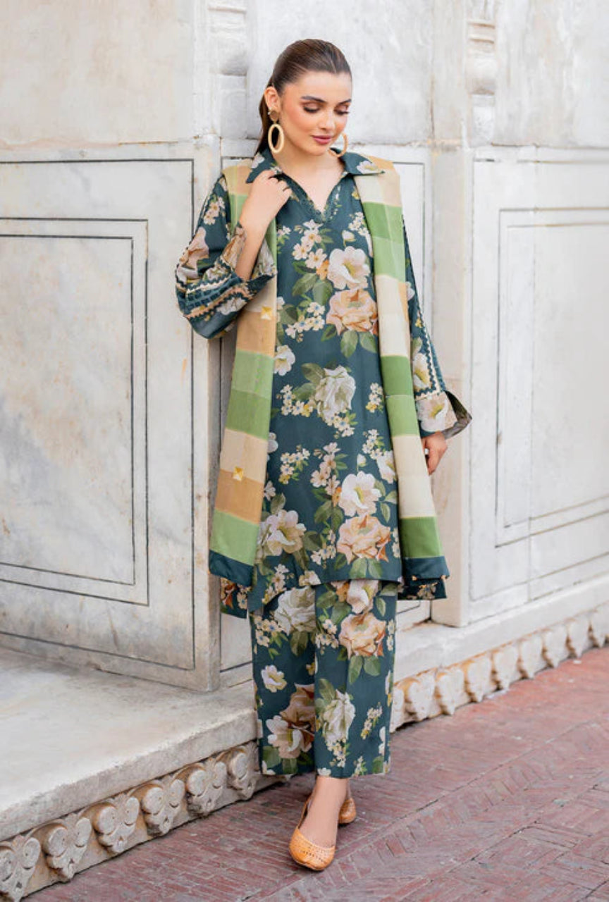 Unstitched Digital Printed Khaddar Suit 3 PEC with Printed Khaddar Dupatta