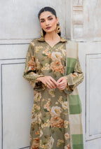 Unstitched Digital Printed Khaddar Suit 3 PC with Printed Khaddar Dupatta
