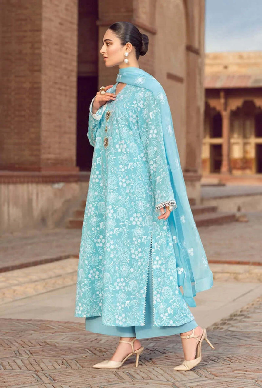 3 Piece Unstitched Heavy Embroidered Lawn Suit ( Fully Embroidered Bamber Chiffon Dupatta )