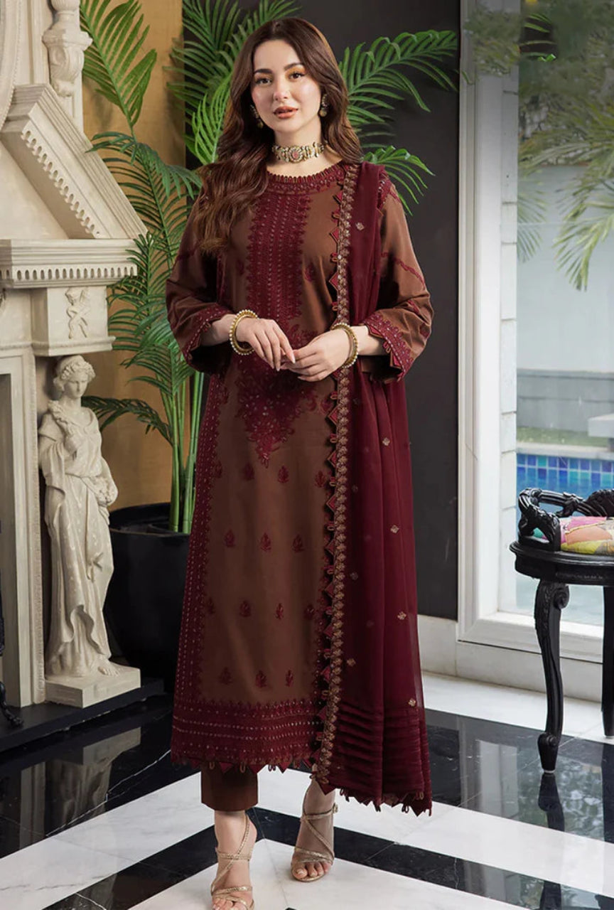 Unstitched Heavy Embroidered 3 PEC Dhanak Suit With Heavy Emb Dhanak Shawl