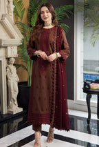 Unstitched Heavy Embroidered 3 PEC Dhanak Suit With Heavy Emb Dhanak Shawl