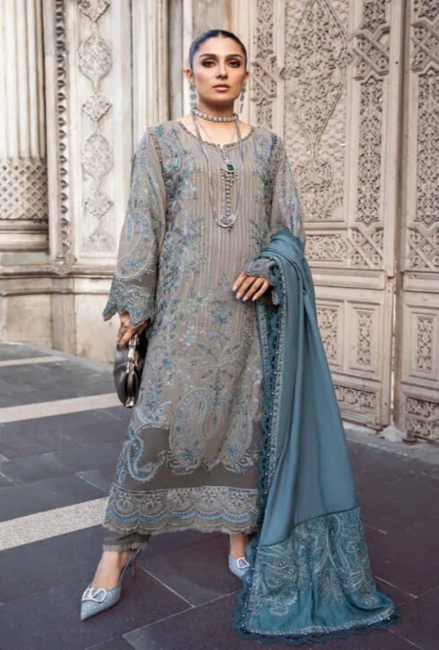 3PC - Heavy Embroidered Dhanak Suit ( Full Embroidered Dhanak Wool Shawl )