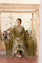Unstitched 3 Piece Fully Embroidered Dhanak Suit with Embroidered Dhanak Shawl